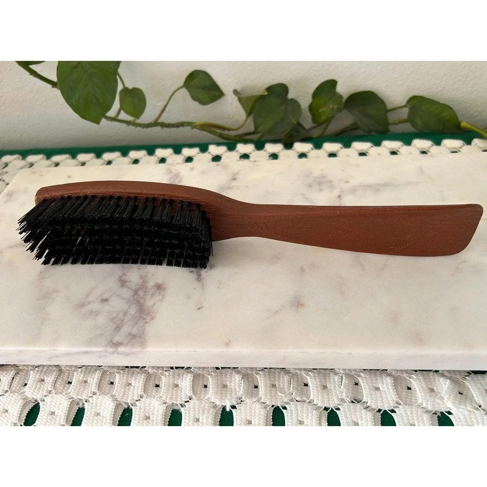 Vintage‎ Avon Hairbrush Faux Wood Grain Brown Synthetic Bristle Grooming Tool 9
